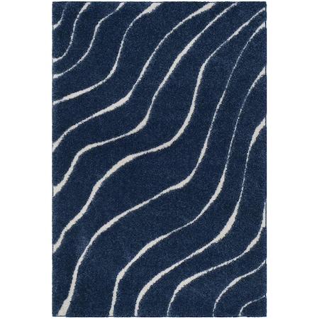 Safavieh Shag Small Rectangle Area Rug; Dark Blue & Cream - 4 x 6 ft. SG472-6511-4